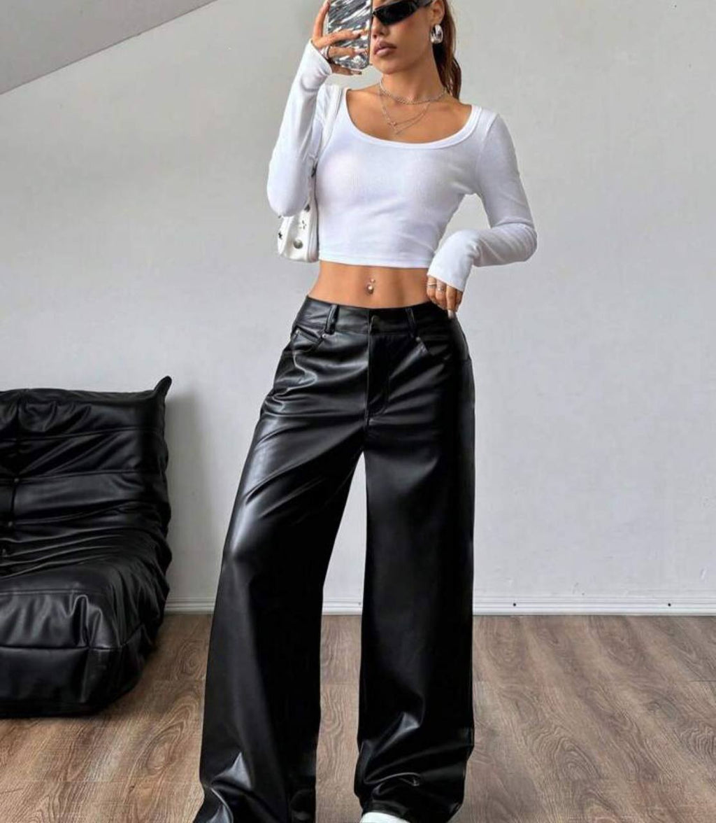 Pantalón Efecto Cuero Oversize New York